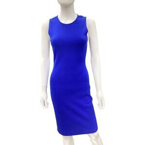 NWT St. John Dress Women’s Size 0 Fine Knit Sleeveless Hour Glass Cobalt Blue